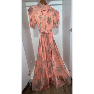 🌸 Authentic 1930s–Early 1940s Bias-Cut Silk Dress | Peach Floral